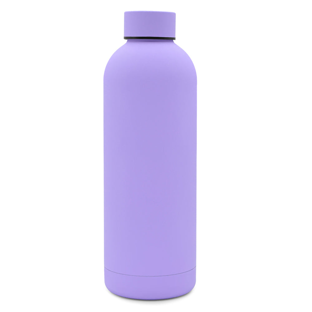 AM1-Rubber Painting 500ML Stainless Steel Small Narrow Mouth Bottle Black Double Wall Insulated Water Flask Keep Hot and Cold