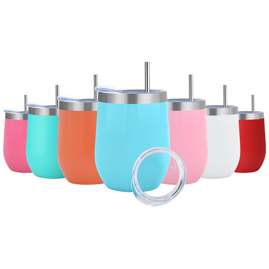 JH1-Sublimation Beer Tumblers With Lid Double Wall Insulated Egg Shape Wine Tumblers Stainless Steel