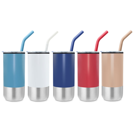 JH4- stainless steel coffee mug with silicone straw portable plastic travel water bottle tumbler thermal