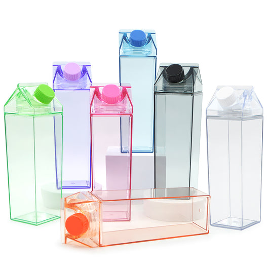 M1-BPA Free Plastic Portable Juice Drinkware Clear Portable Milk Carton Square Water Bottle