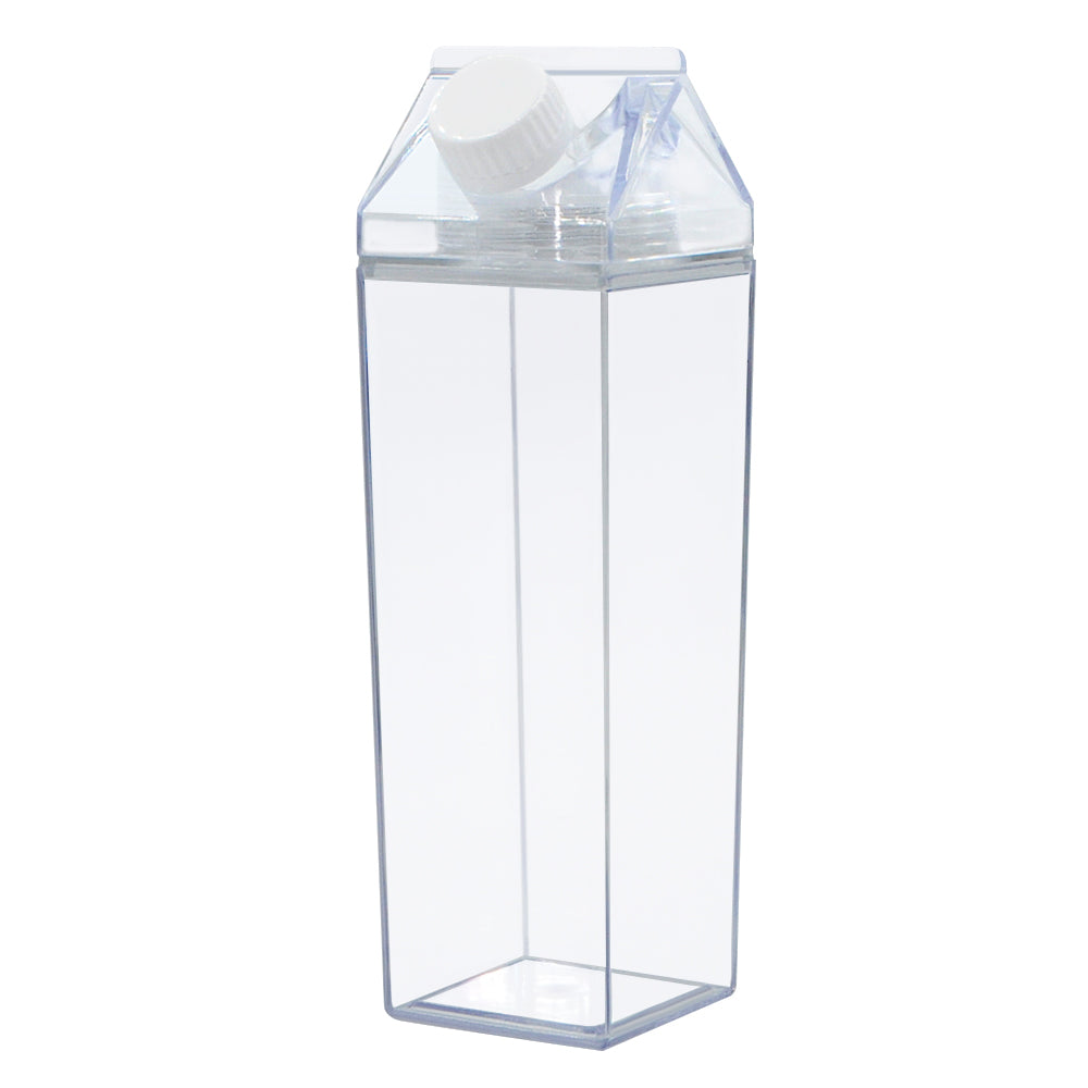 M1-BPA Free Plastic Portable Juice Drinkware Clear Portable Milk Carton Square Water Bottle