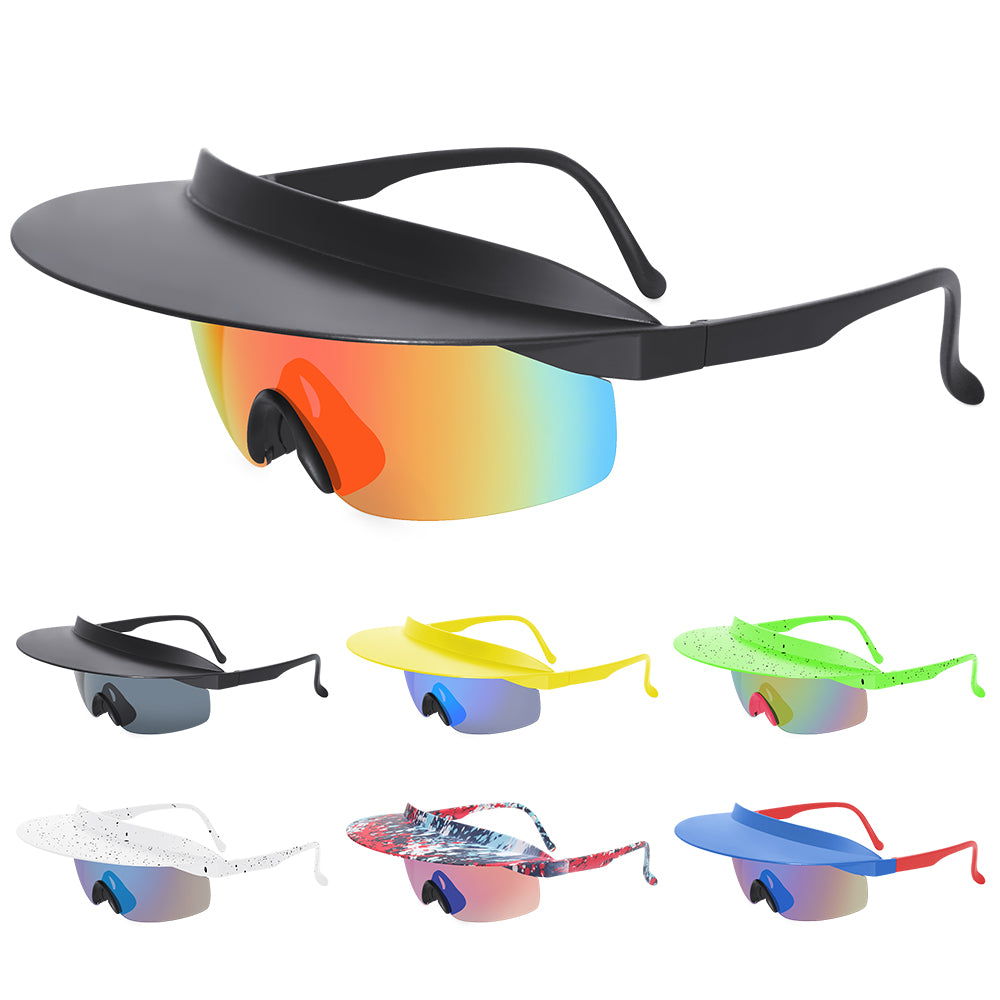 M5839-Wholesale Sports New Large Frame Cycling Glasses for Men and Women Fashion Colorful Sunglasses with Hat