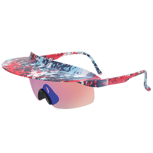 M5839-Wholesale Sports New Large Frame Cycling Glasses for Men and Women Fashion Colorful Sunglasses with Hat