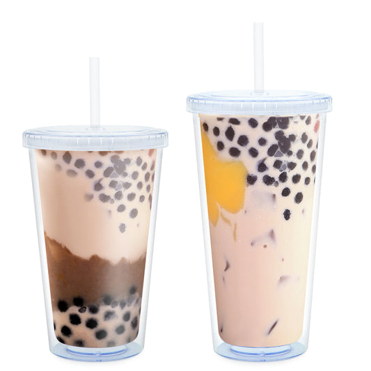 SP22- Hot Sale AS Cup With Lid And Straw 16oz Transparent Double Wall Clear Acrylic Plastic Tumbler