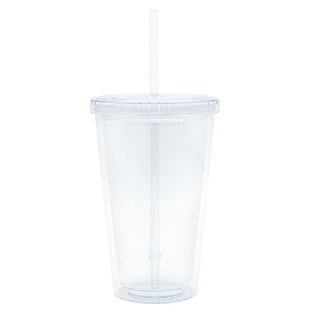 SP22- Hot Sale AS Cup With Lid And Straw 16oz Transparent Double Wall Clear Acrylic Plastic Tumbler
