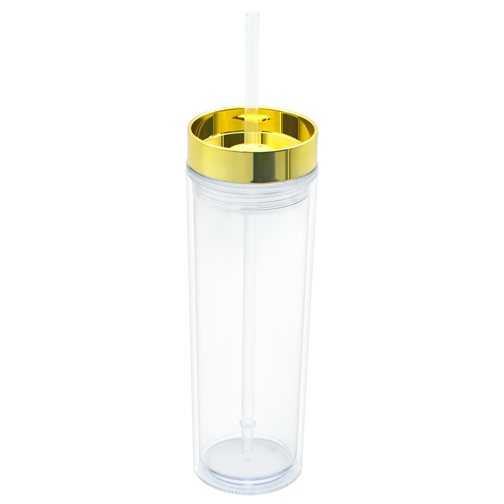 SP23-Acrylic Skinny Reusable Insulated coffee Tumbler Cup With Lids and Straw