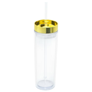SP23-Acrylic Skinny Reusable Insulated coffee Tumbler Cup With Lids and Straw
