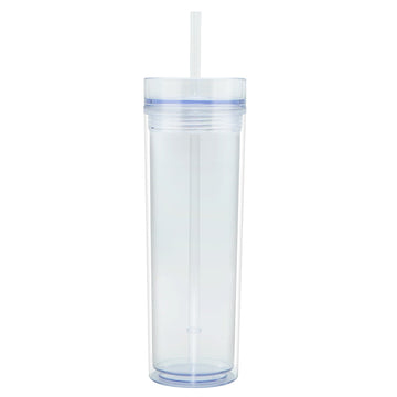 SP24-Clear babo Cups 16oz Double Wall Transparent Skinny Bottles Acrylic Wine Tumbler