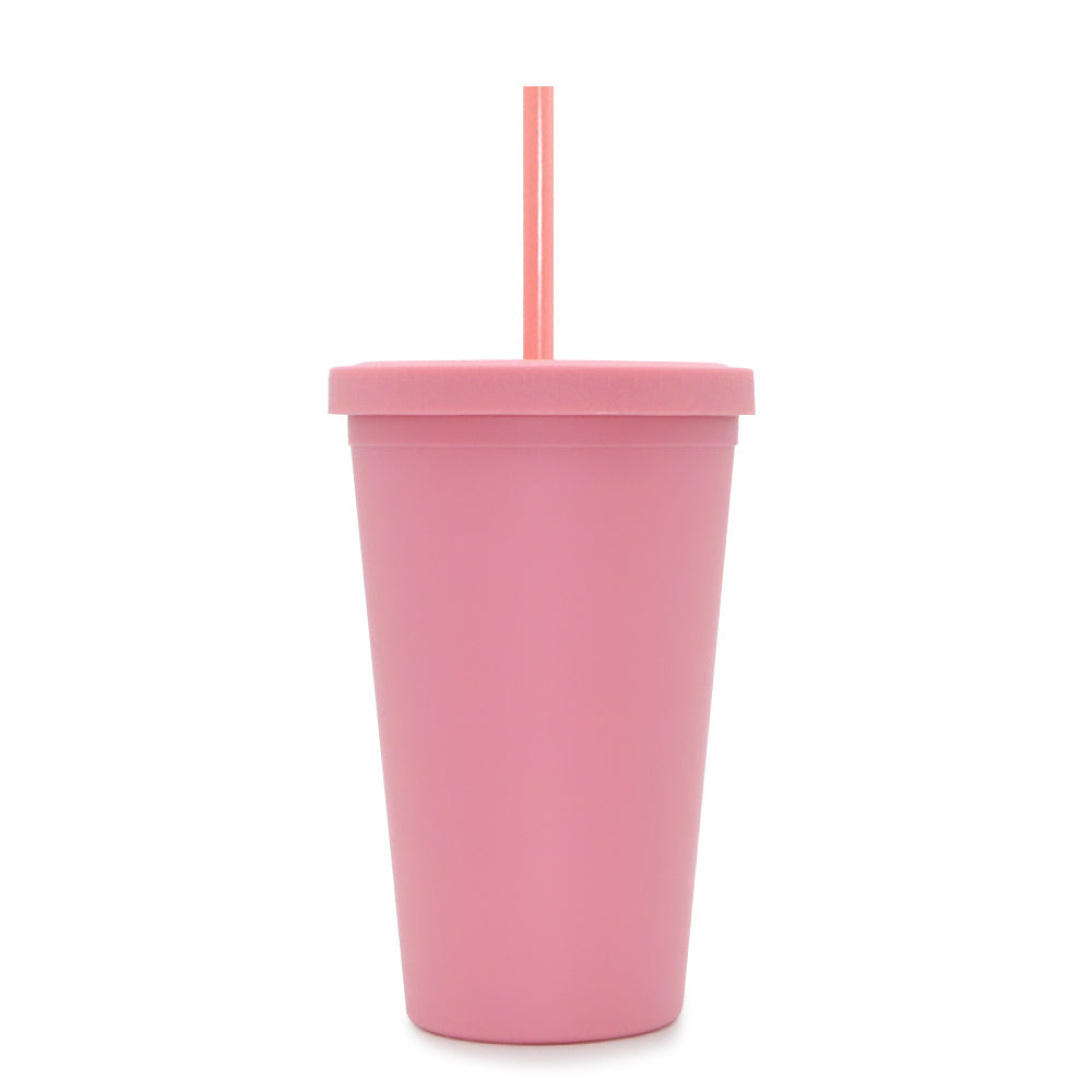 SP4-16oz 480ML Pastel Classic Acrylic Skinny Tumbler Reusable Plastic Drinking Cups With Straw