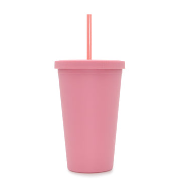 SP4-16oz 480ML Pastel Classic Acrylic Skinny Tumbler Reusable Plastic Drinking Cups With Straw