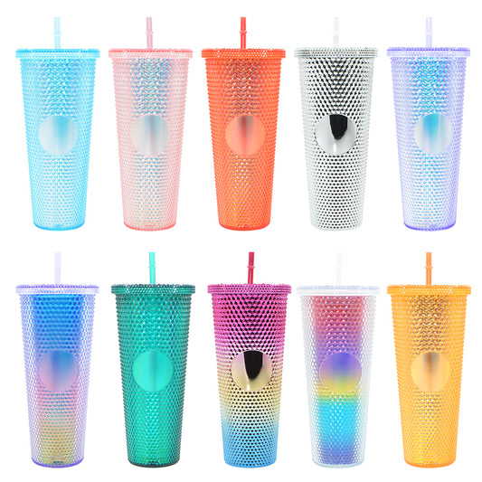 ST1-Reusable Multi Colors Diamond Drinking Cups Studded Tumblers For Coffee Milk Tea And Juice