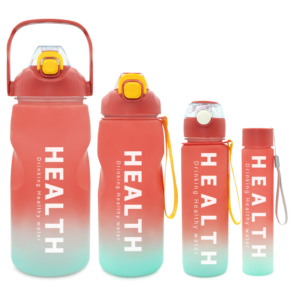 T22-Custom 4 Pcs In 1 Set 3.3L Gradient Color Motivational Hiking Water Bottle With Straw Lid Large Capacity