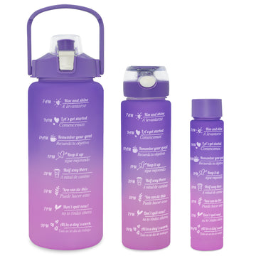 T23-Custom Logo 3pcs/set Large Capacity 2L Motivational Gym Frosted Plastic Sports Water Bottle With Time Marker