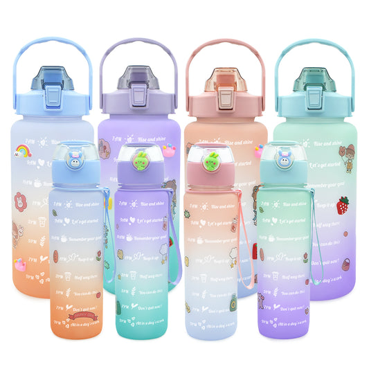 T6P-2000ML 2 Litre Motivational TWO Water Bottle Reusable BPA Free GYM Water Jug With Time Marker Reminder