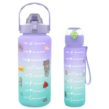 T6P-2000ML 2 Litre Motivational TWO Water Bottle Reusable BPA Free GYM Water Jug With Time Marker Reminder