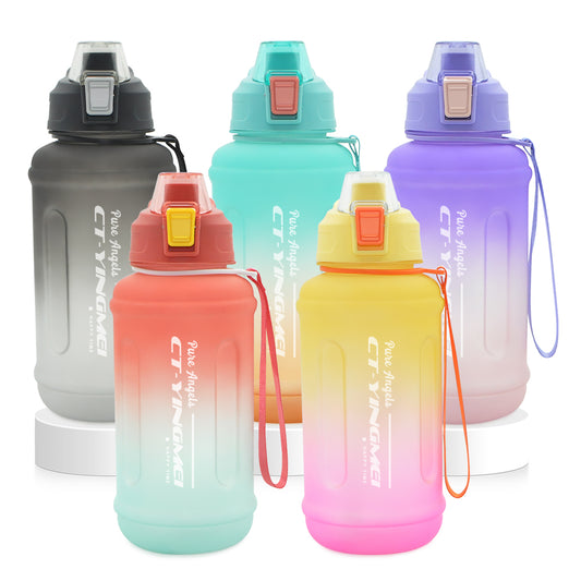 T7P-BPA Free 1.3L Kawaii Cute Cartoon Plastic Sports Kids Water Bottles With 3D Sticker Drinking Thermos