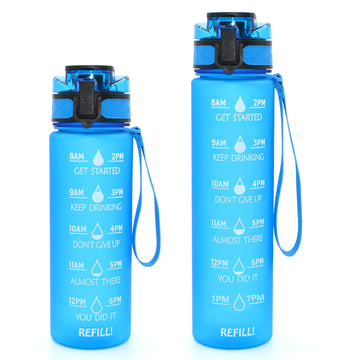 T8- 1l Large Capacity Gradient Color Motivational Gym Fitness Sports PLastic Water Bottle