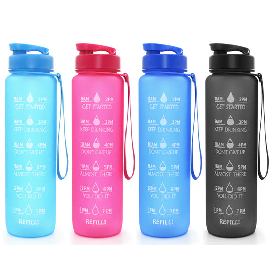 T9-1000ml Custom Logo Large Capacity Frosted Tritan Bpa Free Motivational Water Bottle For Sport